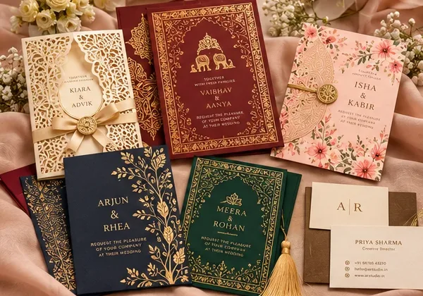 Printed wedding, invitation and visiting cards